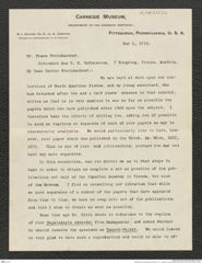 Nachlass Franz Steindachner, Brief von W. J. Holland an Franz Steindachner (05.05.1910), Inv.Nr. 235.02, Seite 1